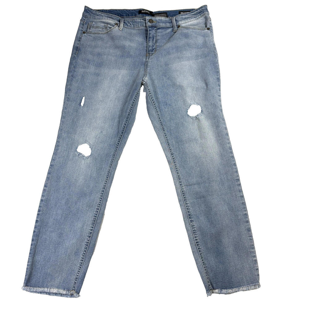 Buffalo David Bitton Jeans Womens 14/34 Light Wash Distressed Skinny Y2K Grunge